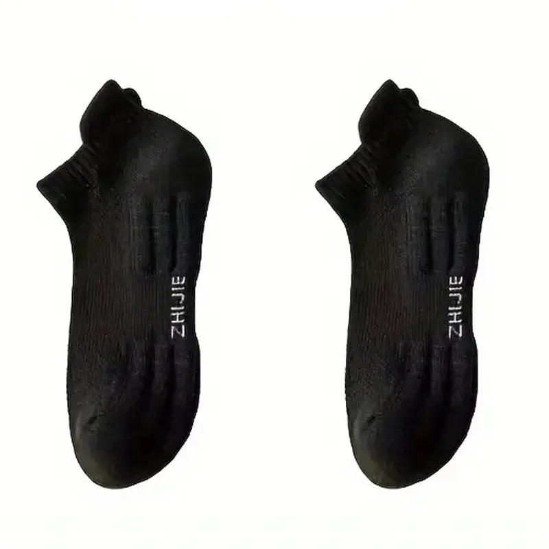 5-Pairs: Casual Ankle Boat Socks With Towel Bottom