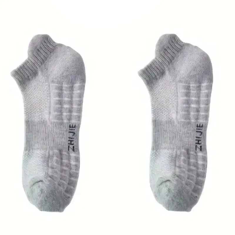 5-Pairs: Casual Ankle Boat Socks With Towel Bottom