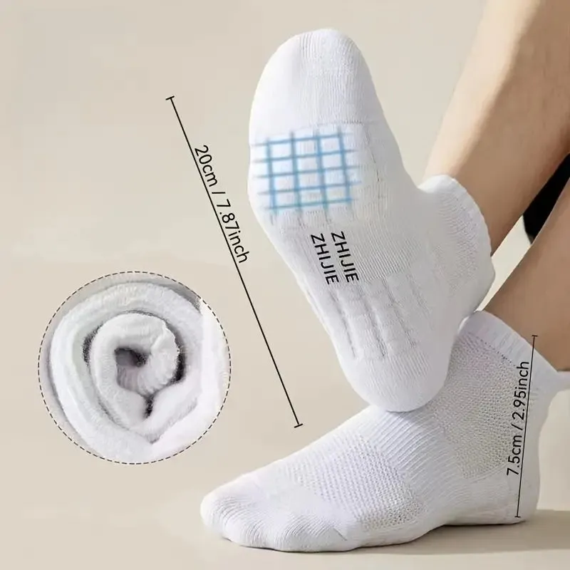 5-Pairs: Casual Ankle Boat Socks With Towel Bottom