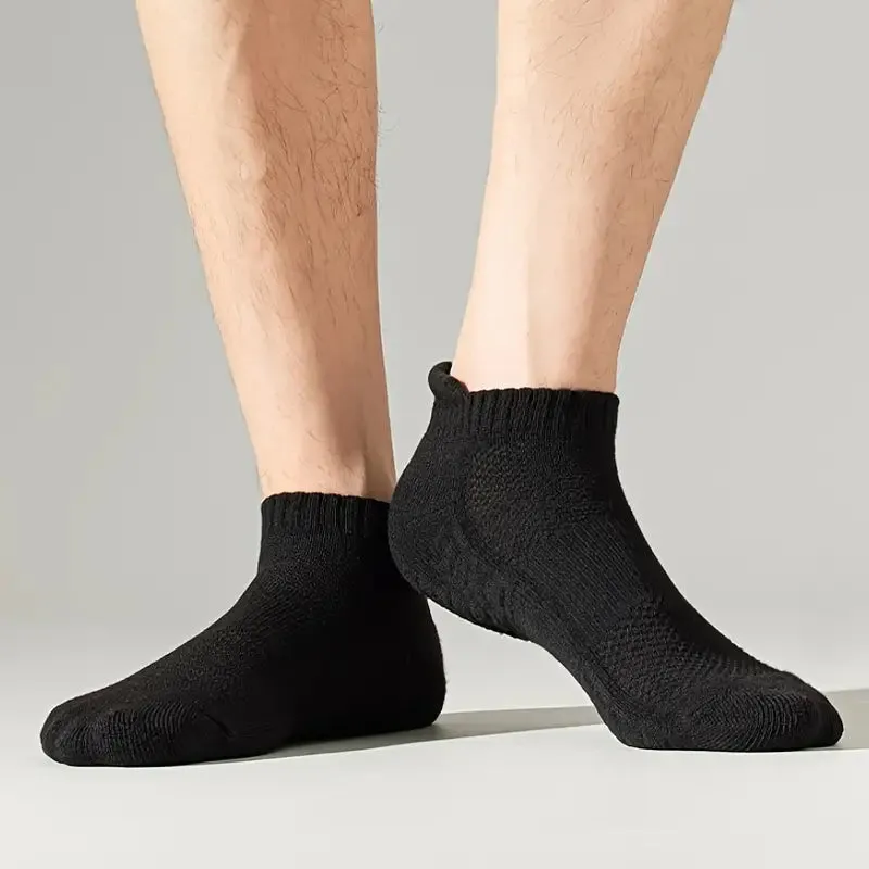 5-Pairs: Casual Ankle Boat Socks With Towel Bottom