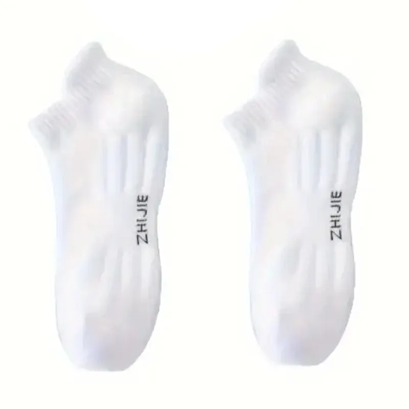 5-Pairs: Casual Ankle Boat Socks With Towel Bottom