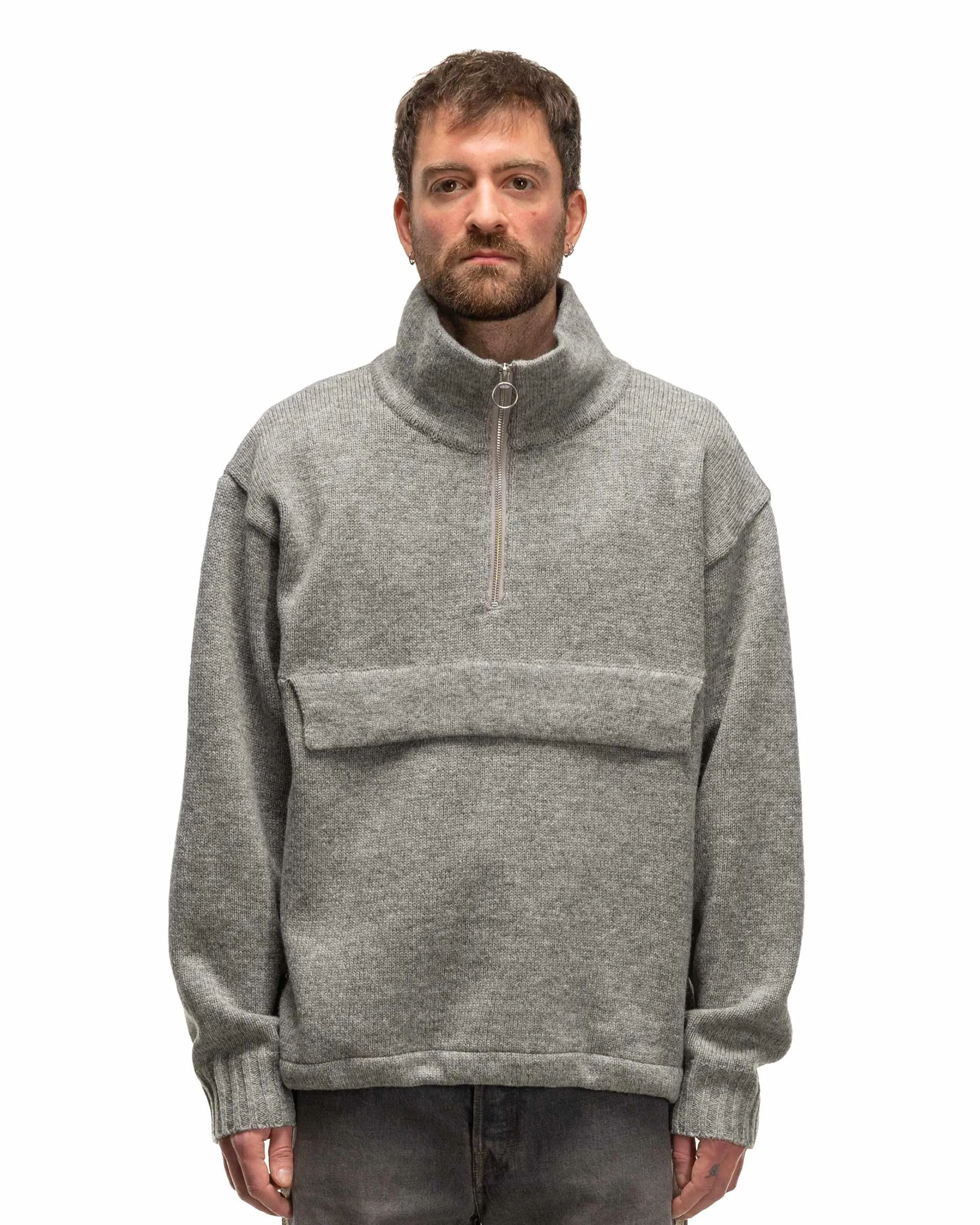 5G Shetland Wool Half ZIP Anorak Grey