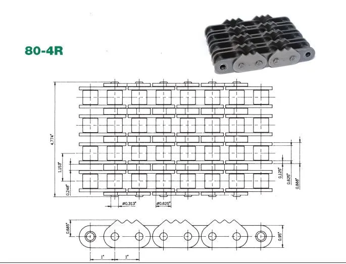 #80-4 Sharp Top Chain 3 Point Every 2nd Pitch x 10ft