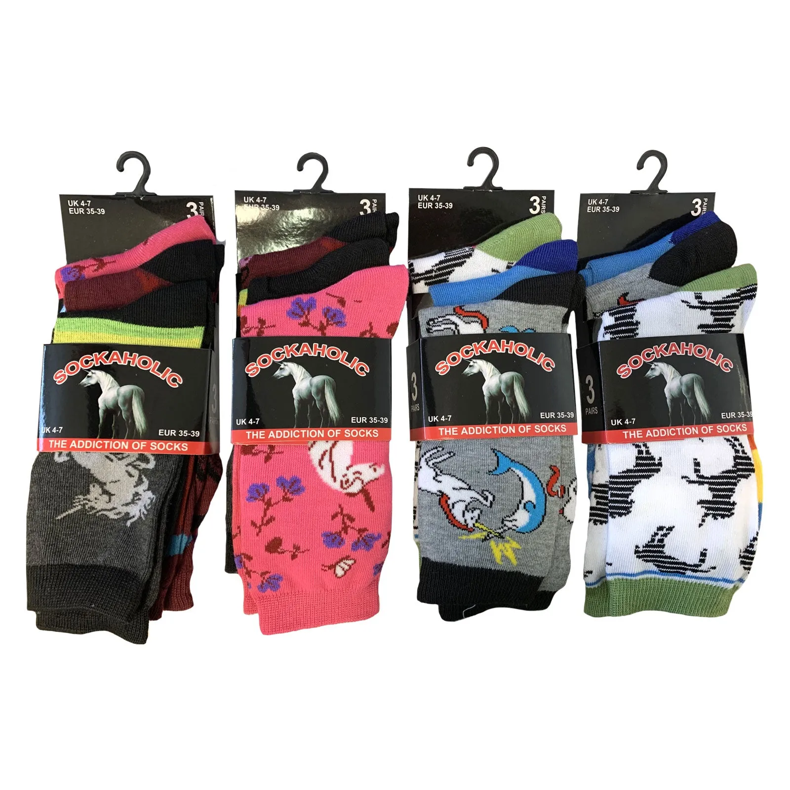 AMOS Ladies Womens 4-7 Socks 3 Pairs Assorted Colours Designs Smart Work Casual