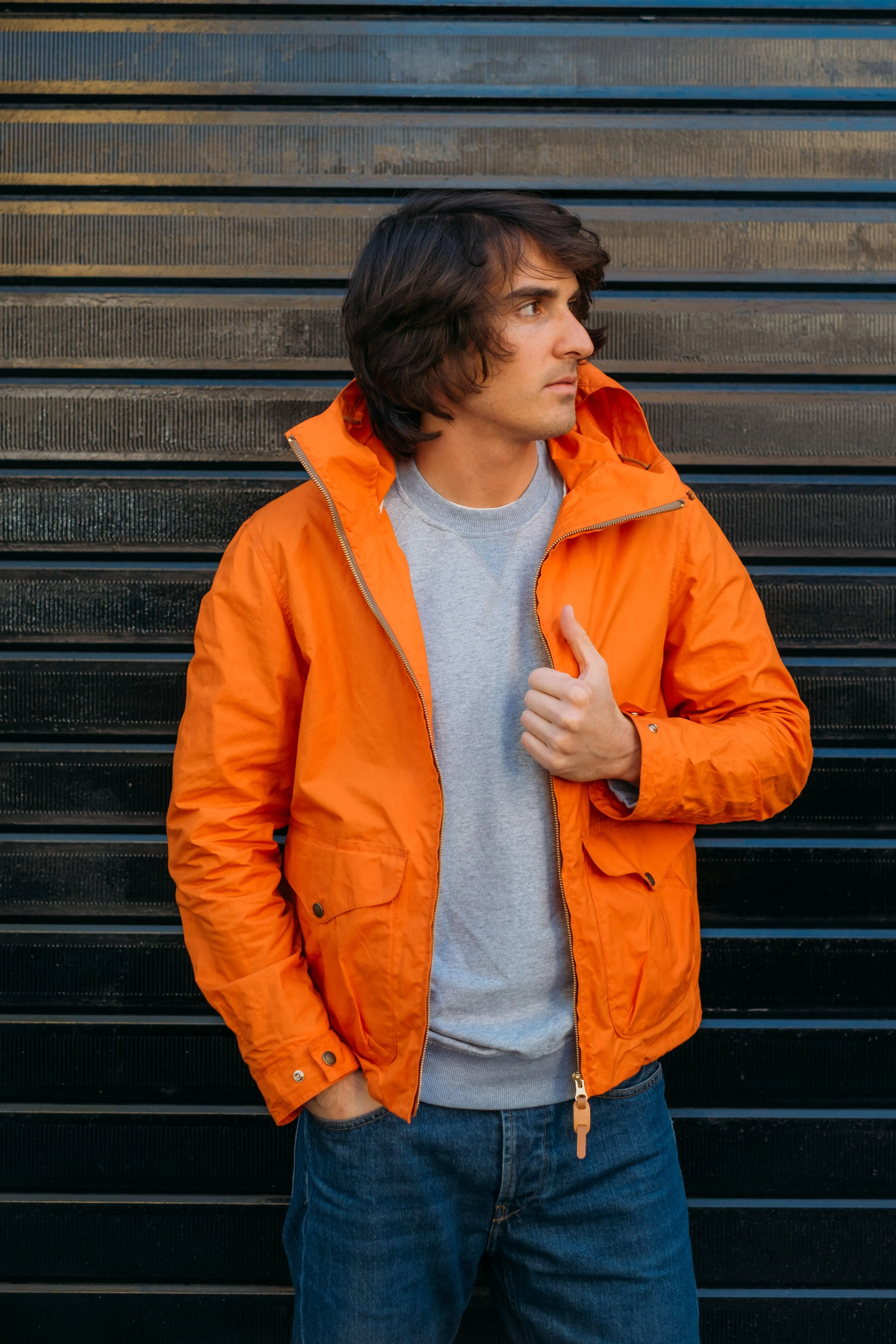 Blazer Coat With Hood Orange