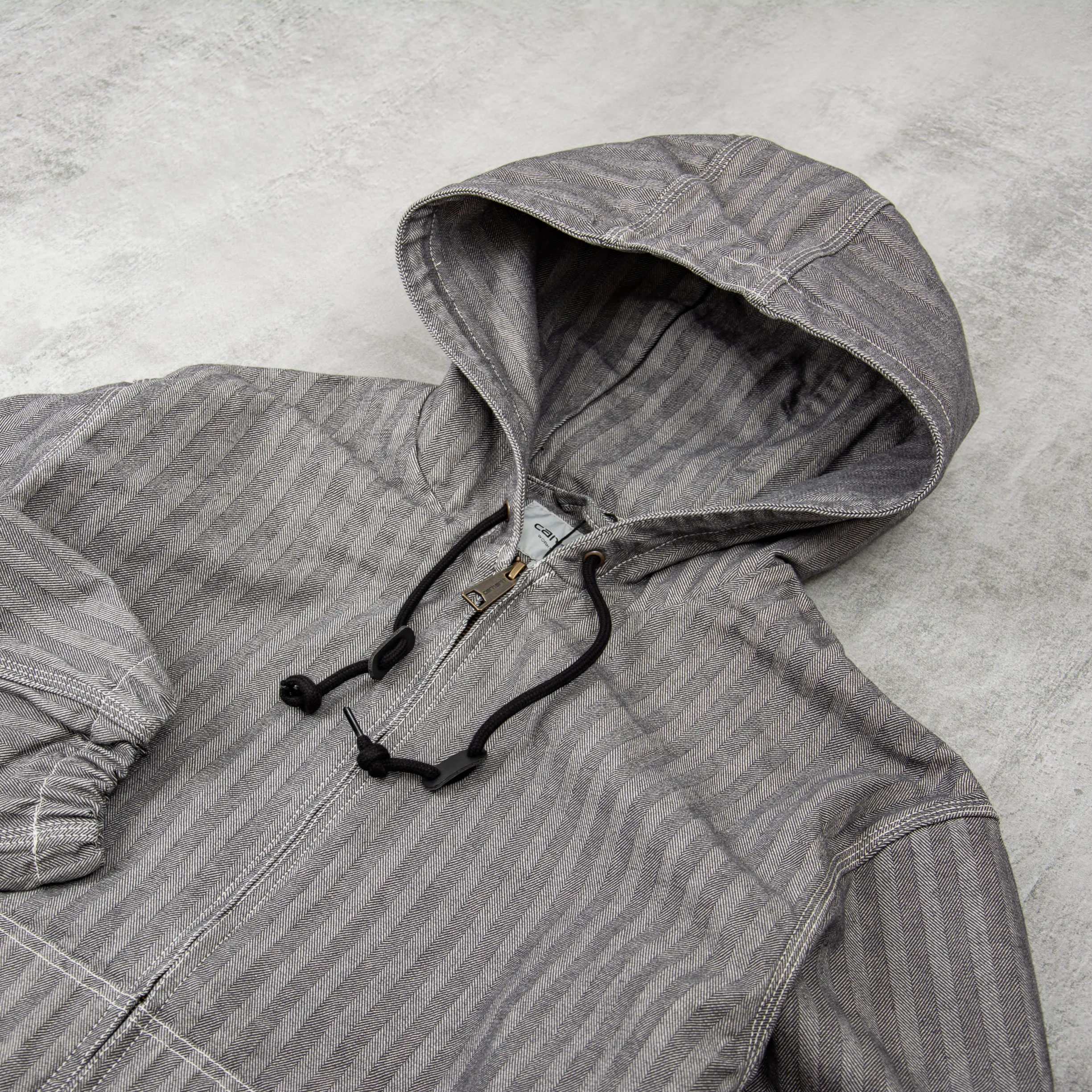 Carhartt WIP Menard Jacket Herringbone Denim - Grey Rinsed