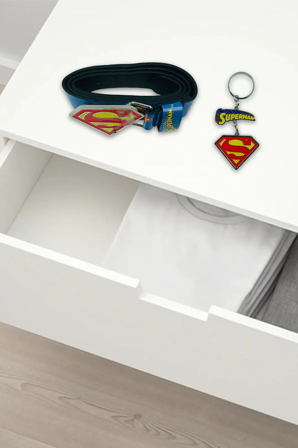 DC Superman Belt & Key Ring Gift Set