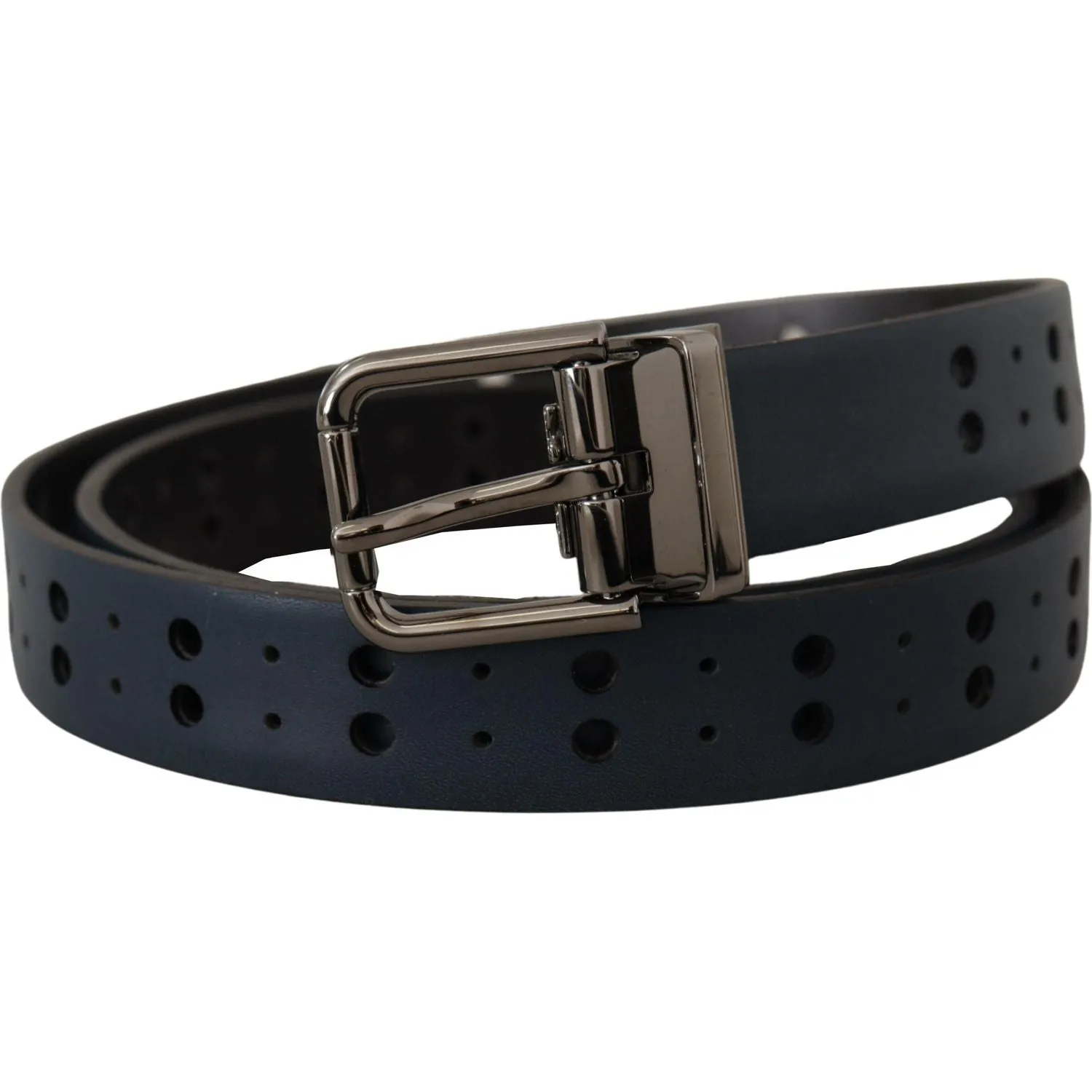 Dolce & Gabbana Elegant Blue Leather Belt with Metal Buckle