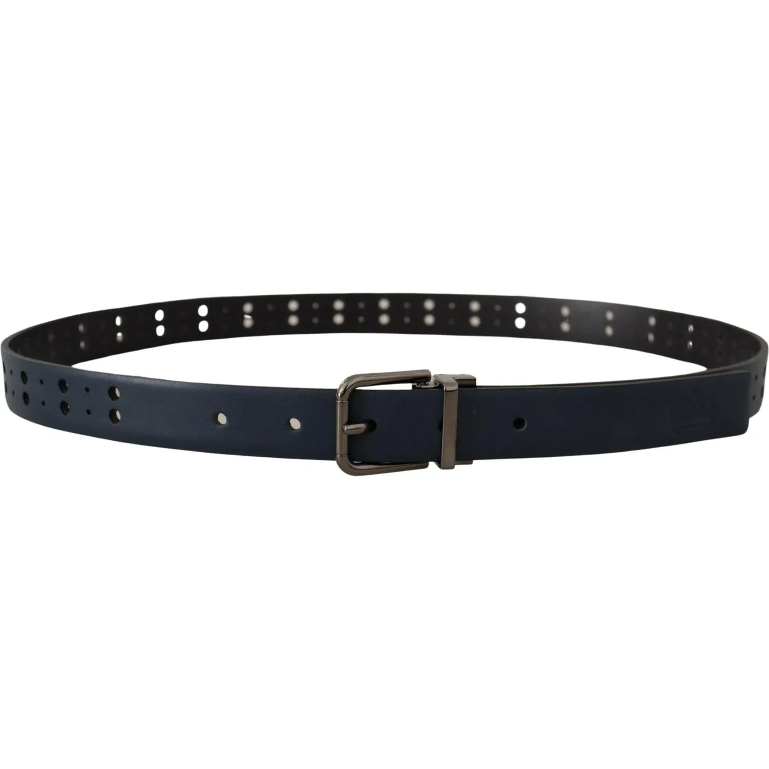 Dolce & Gabbana Elegant Blue Leather Belt with Metal Buckle