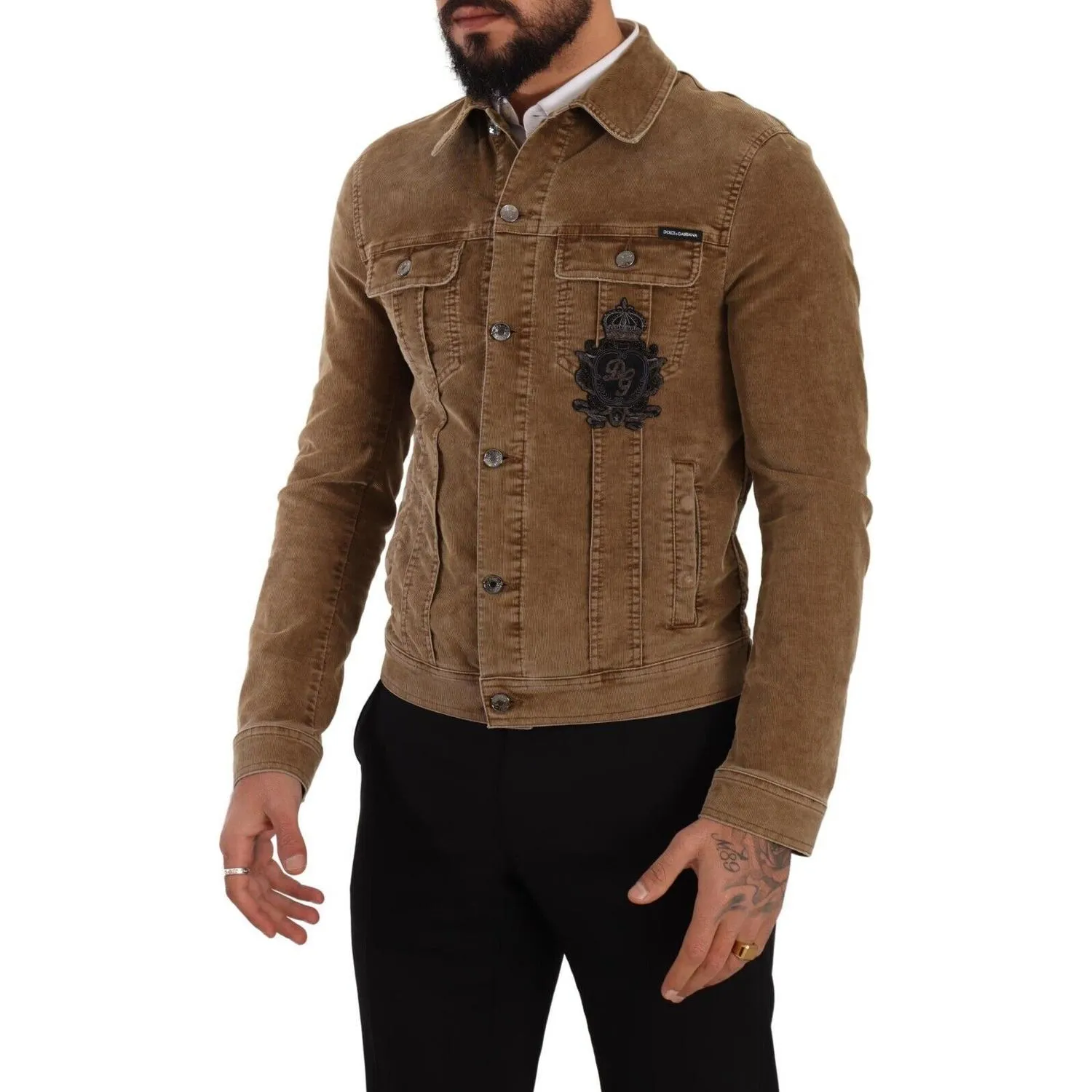 Dolce & Gabbana Elegant Corduroy Logo Jacket