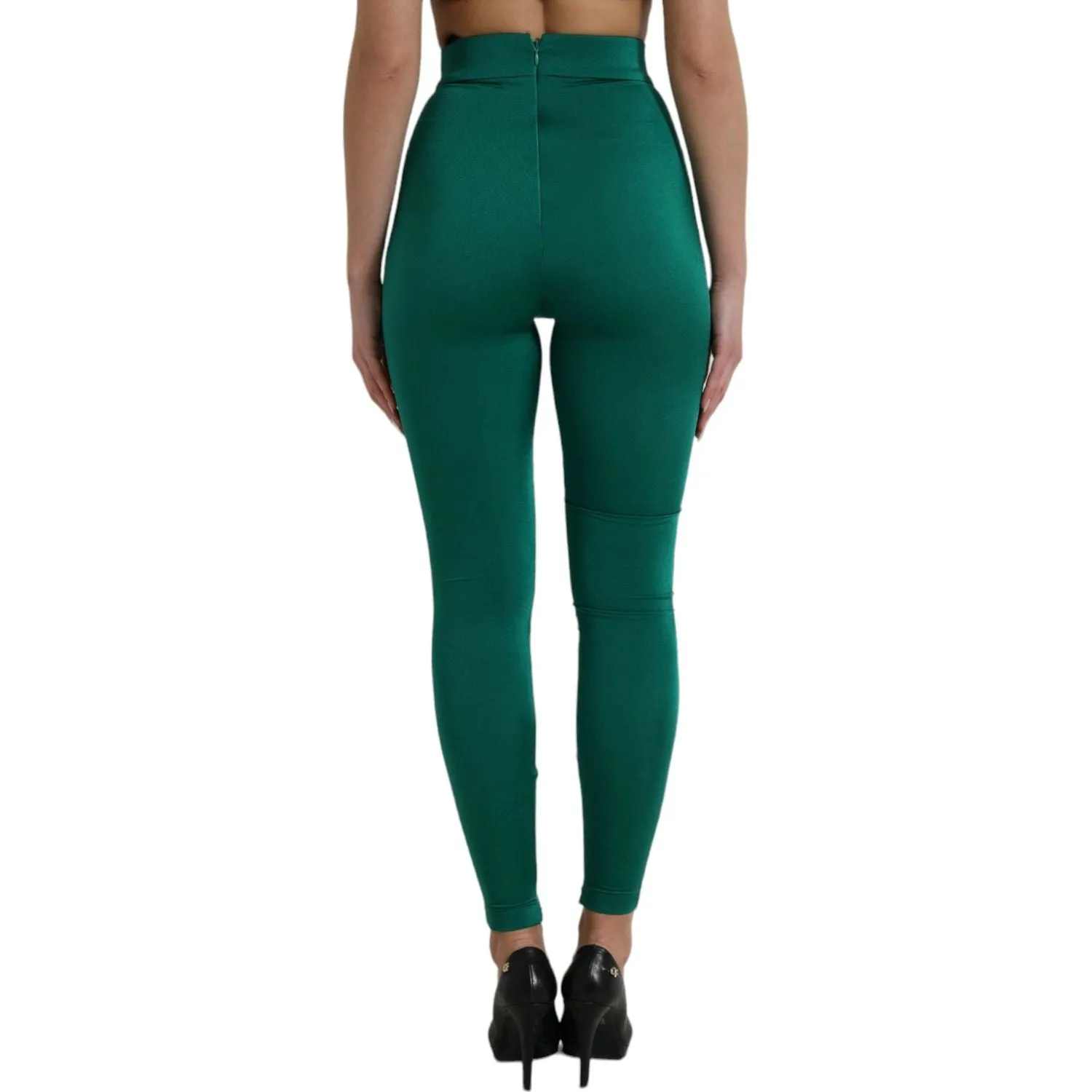 Dolce & Gabbana Green High Waist Designer Leggings