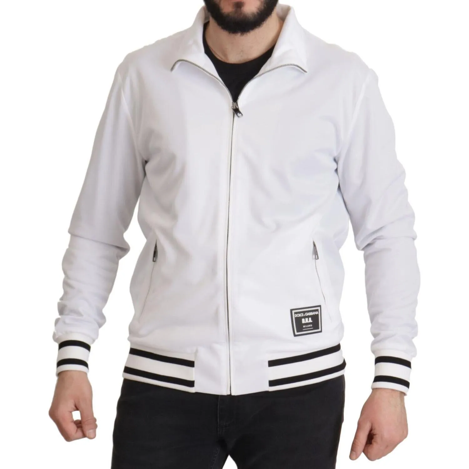 Dolce & Gabbana Sleek White Zip Sweater for Men