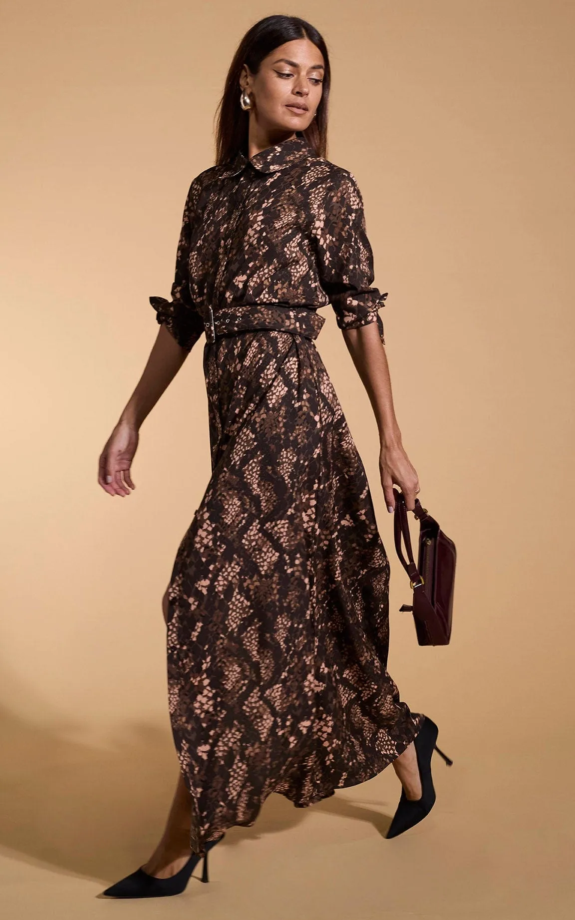 Dove Dress In Brown Snake