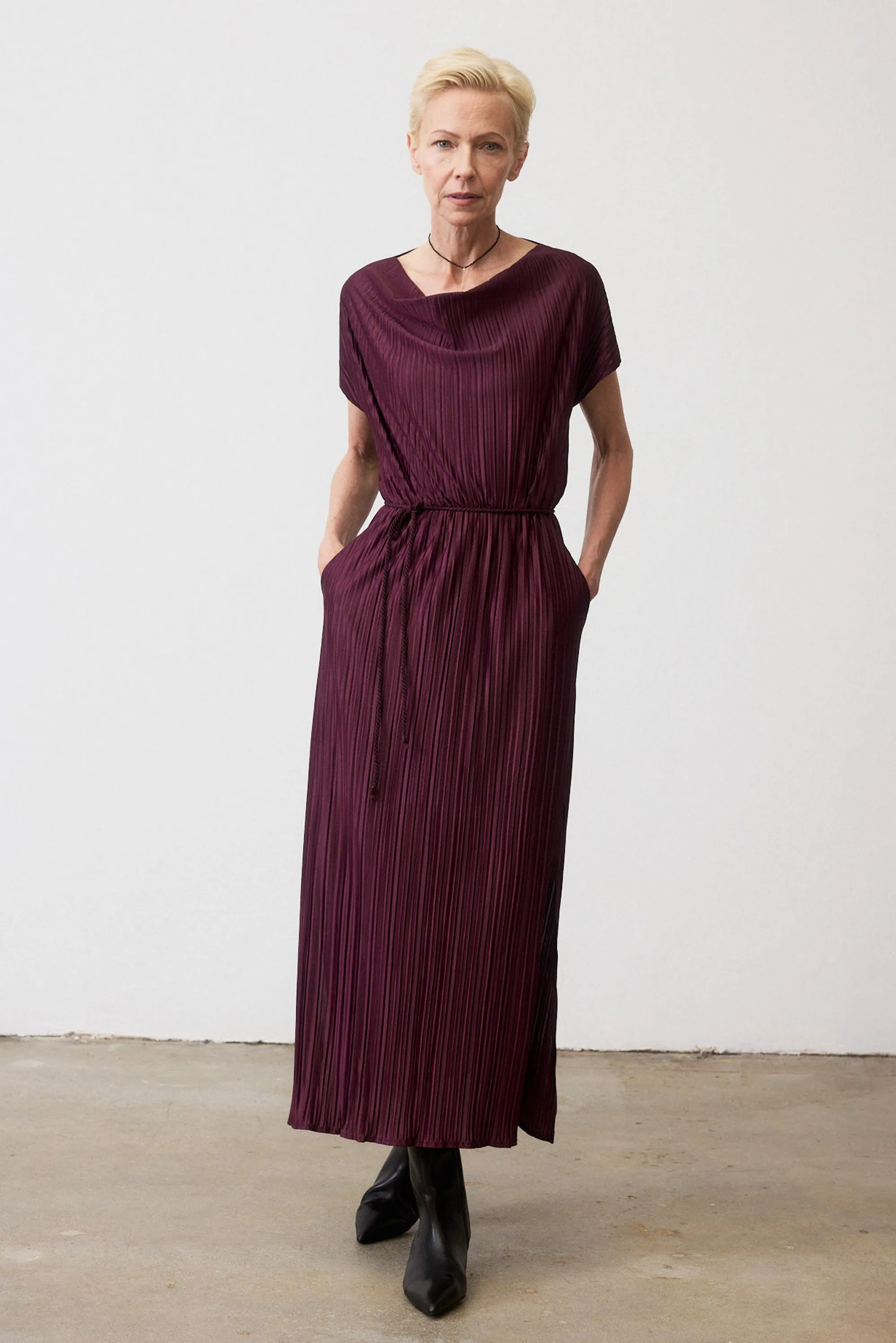 Draped Pleated Maxi Dress