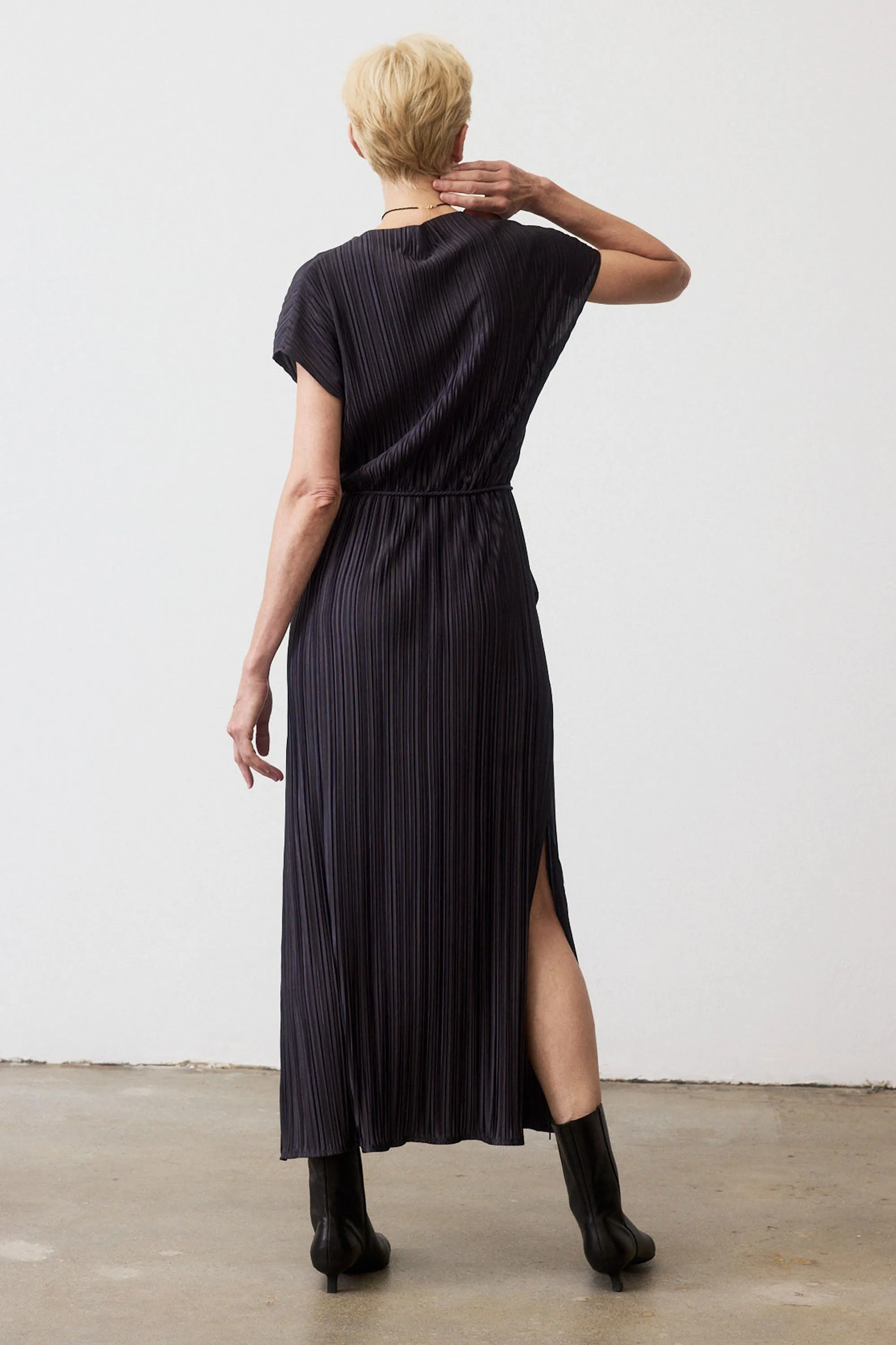 Draped Pleated Maxi Dress