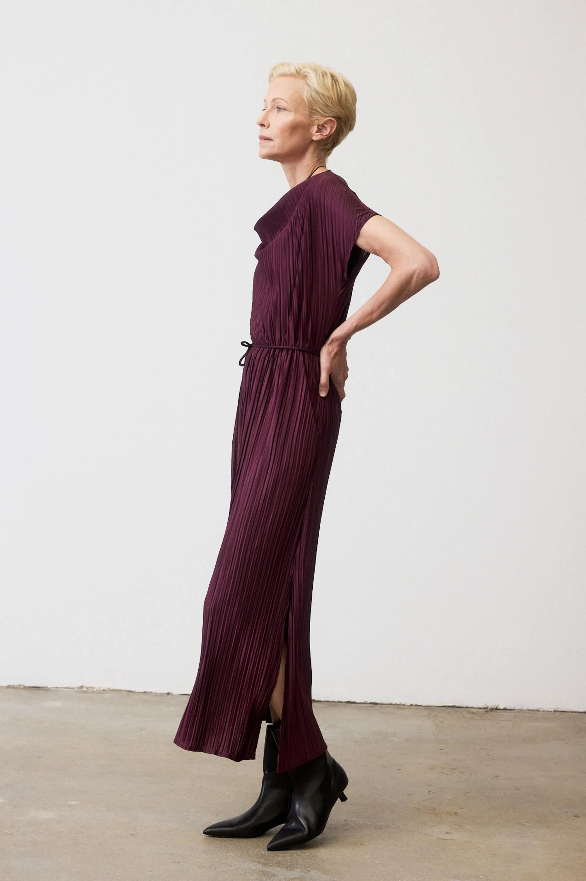 Draped Pleated Maxi Dress