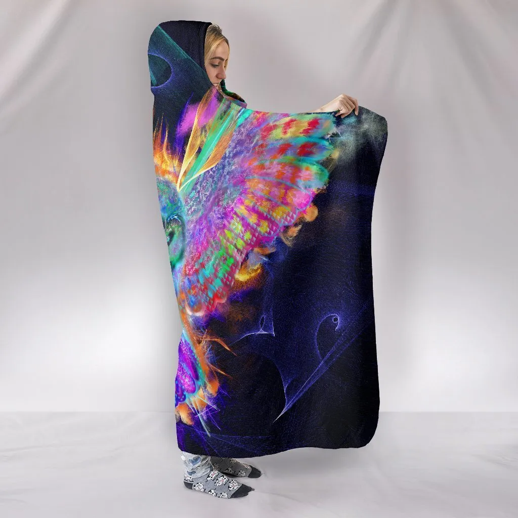 Electric Owl Hooded Blanket