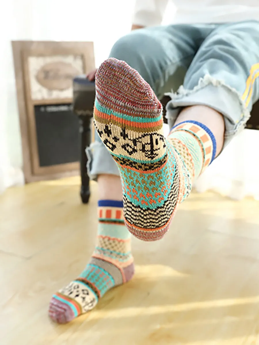 Female Knitted Casual Vintage Thick Warm Cotton Socks