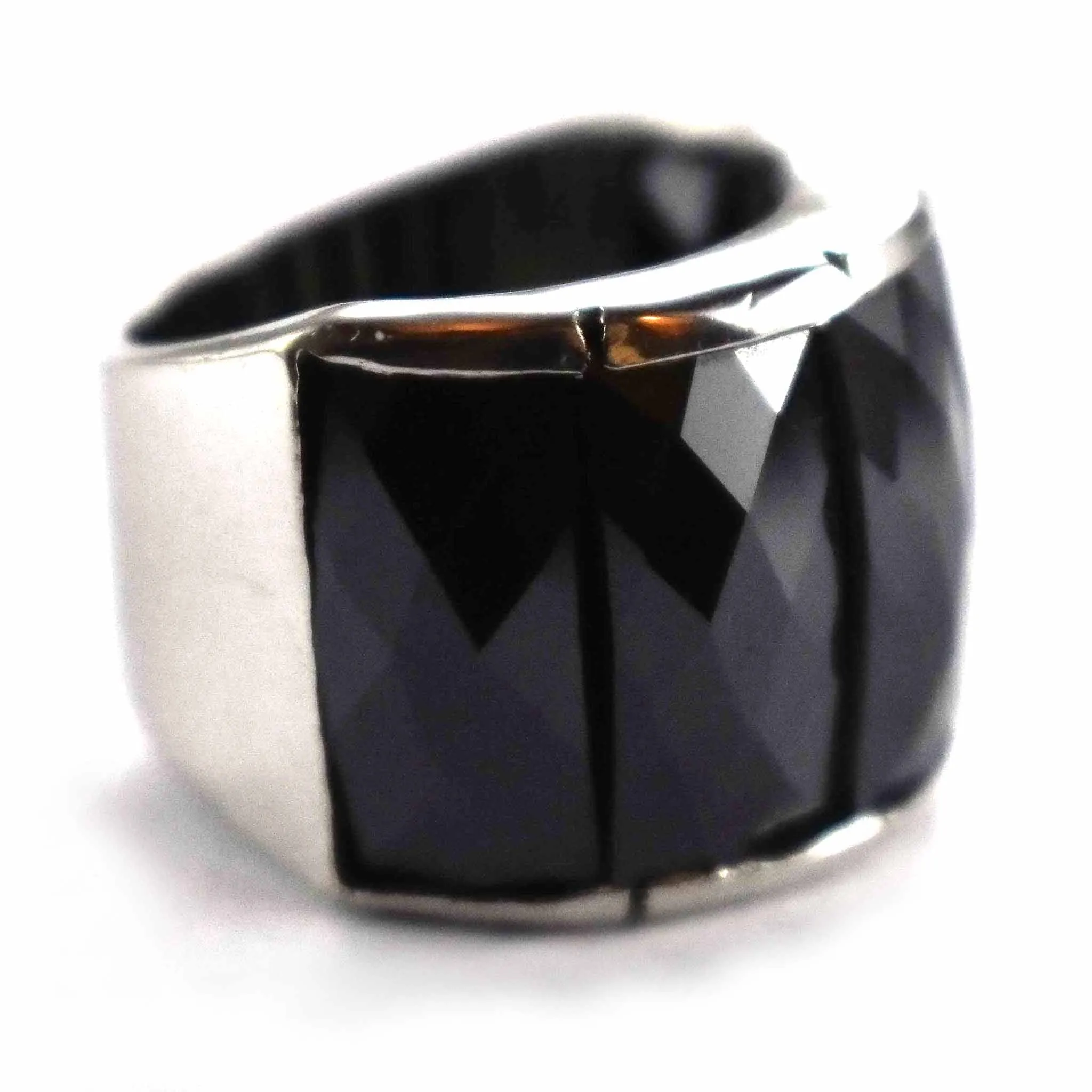 Five rectangle onyx silver ring