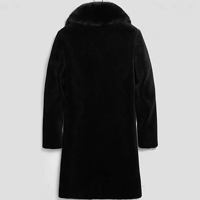 Fur Collar Black Trench