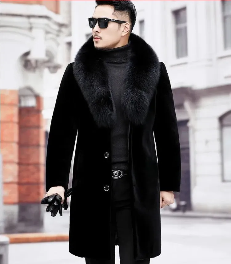 Fur Collar Black Trench