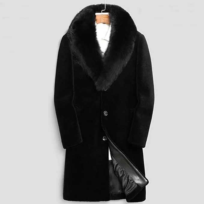 Fur Collar Black Trench