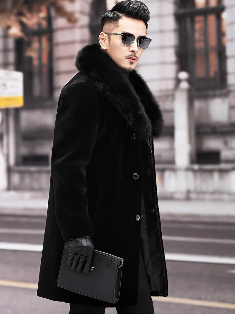 Fur Collar Black Trench