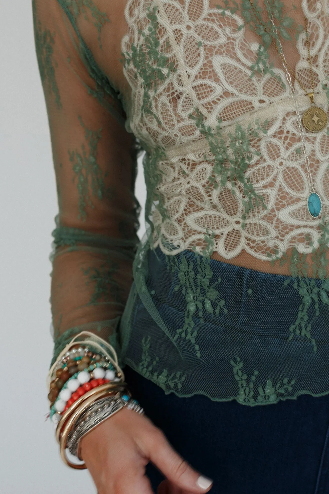 Graceful Lace Top - Sage