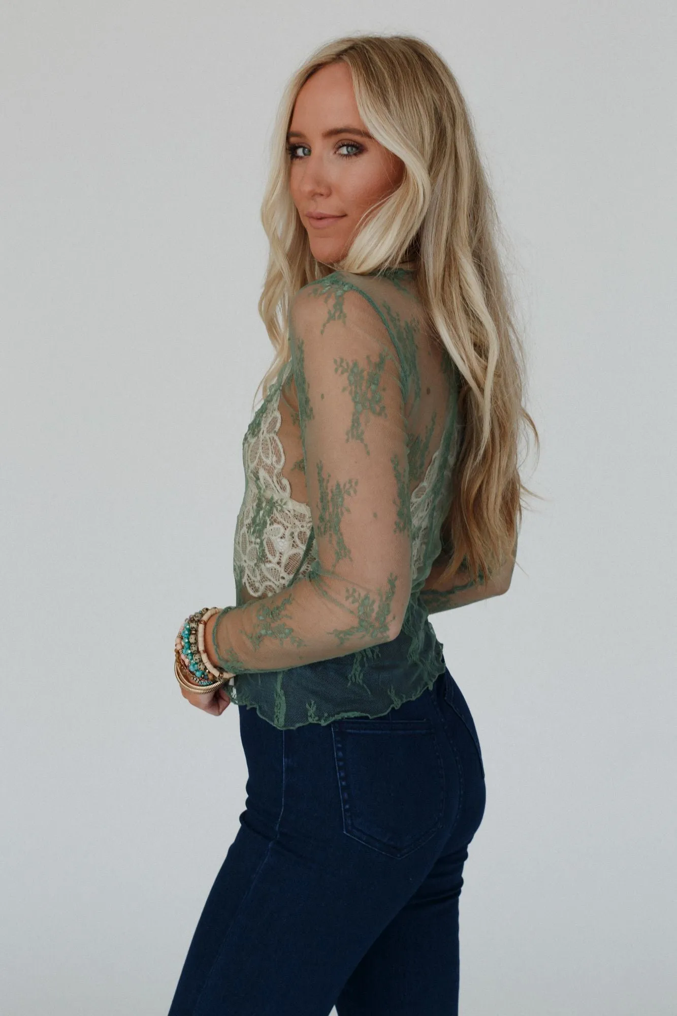 Graceful Lace Top - Sage