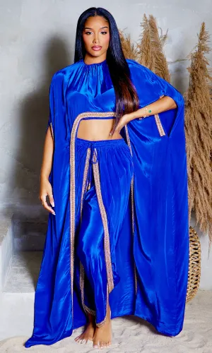 Hera | Cape Pants Set - Royal Blue