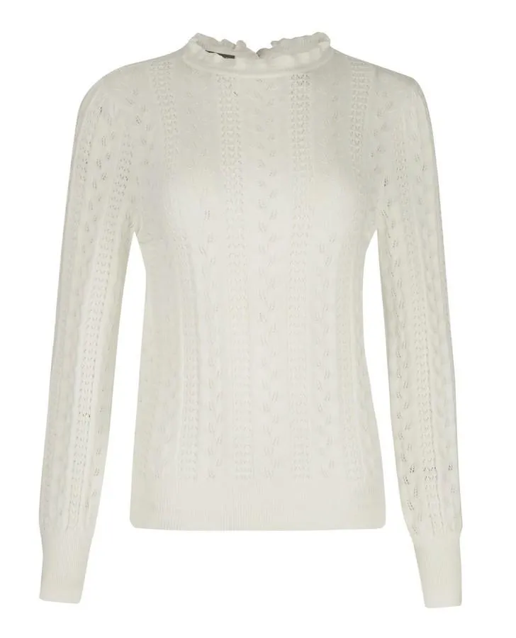 Long Sleeve Frill Pointelle Sweater