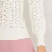 Long Sleeve Frill Pointelle Sweater