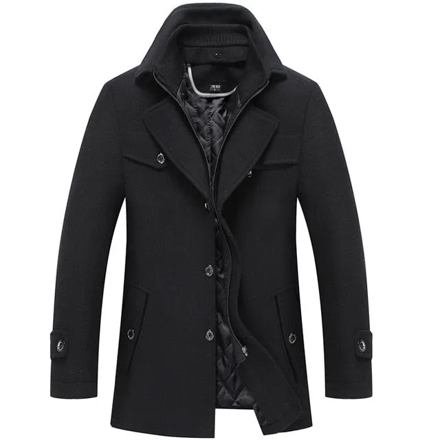 Men's Pea Coat Style Woolen Urban Trench