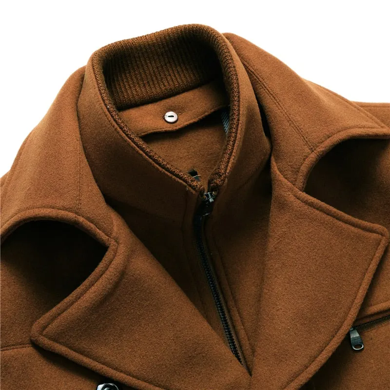 Men's Pea Coat Style Woolen Urban Trench