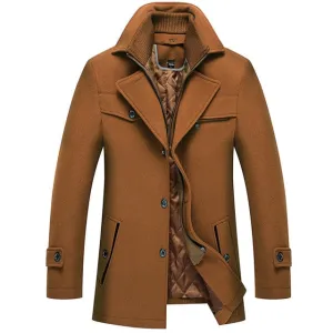 Men's Pea Coat Style Woolen Urban Trench