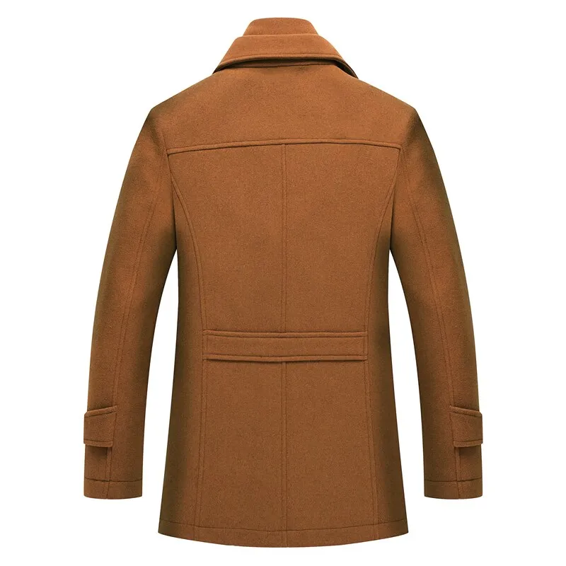 Men's Pea Coat Style Woolen Urban Trench