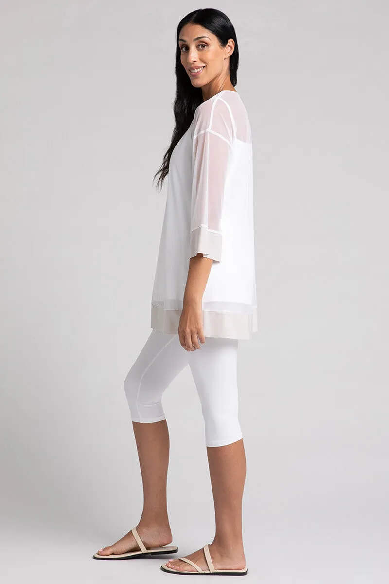 Mesh Keyhole Tunic | White