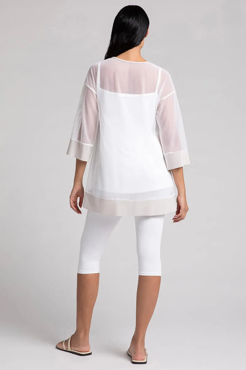 Mesh Keyhole Tunic | White