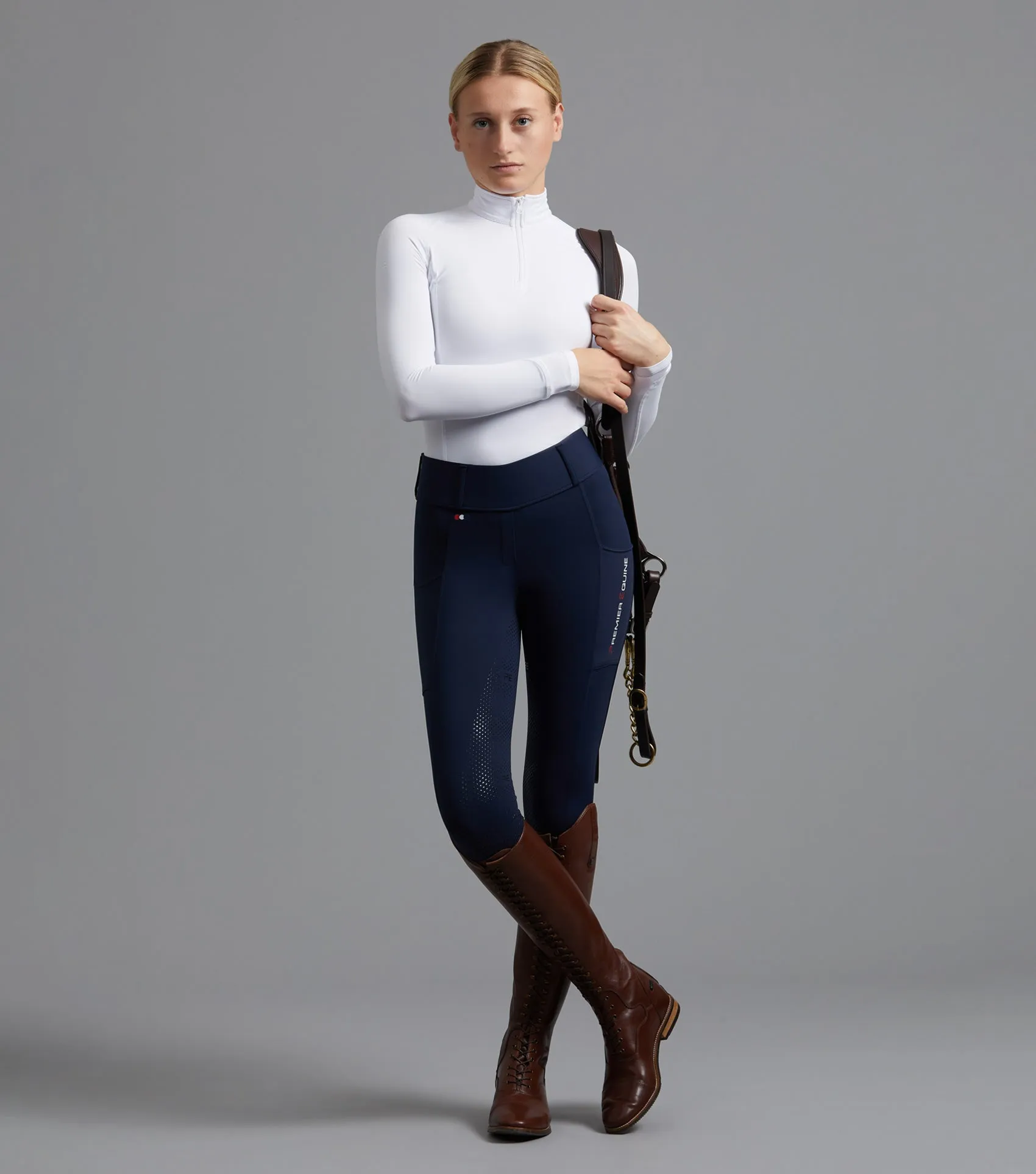 Mirillo Ladies Full Seat Gel Riding Tights Navy