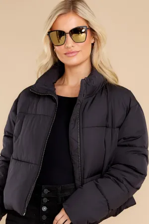 Morning Walks Black Puffer Jacket