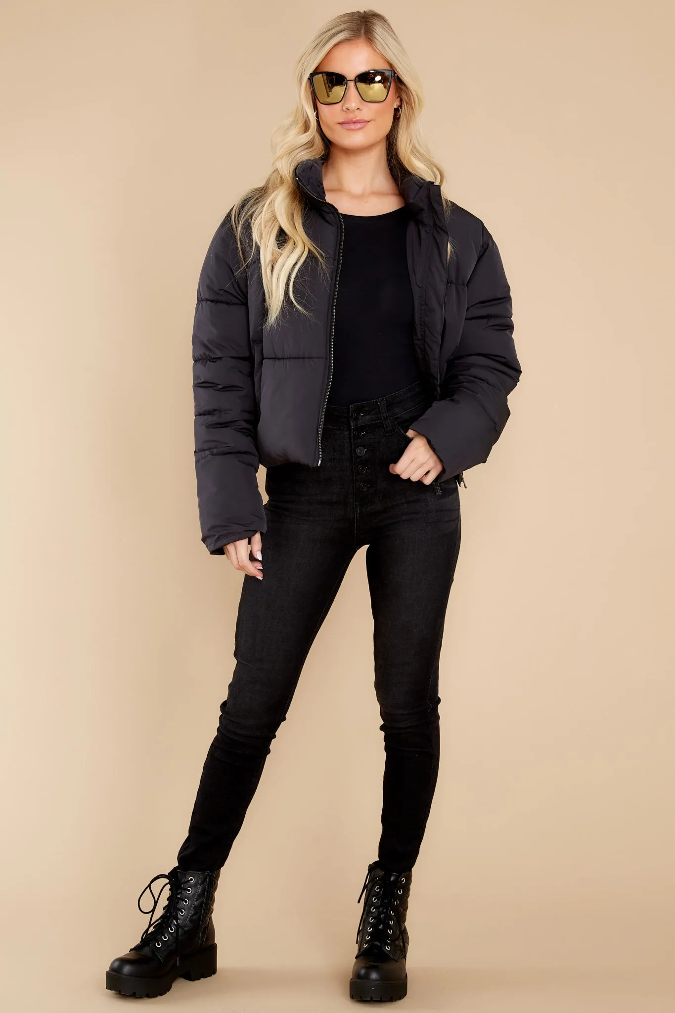 Morning Walks Black Puffer Jacket