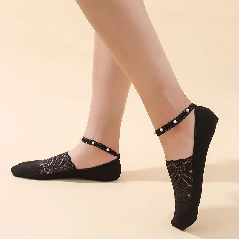 Pearl Lace Anti-slip Comfy Invisible Socks