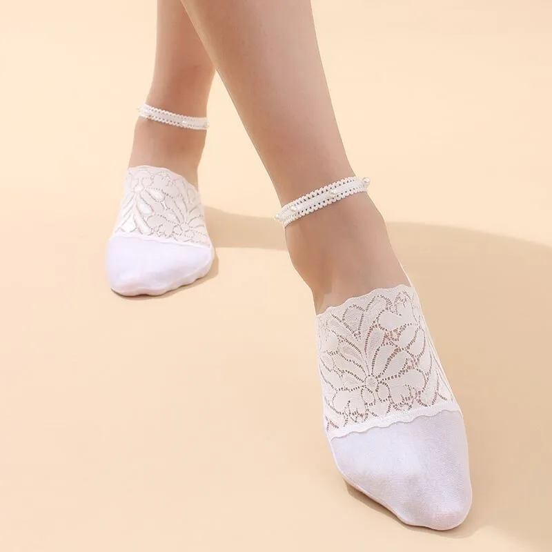 Pearl Lace Anti-slip Comfy Invisible Socks