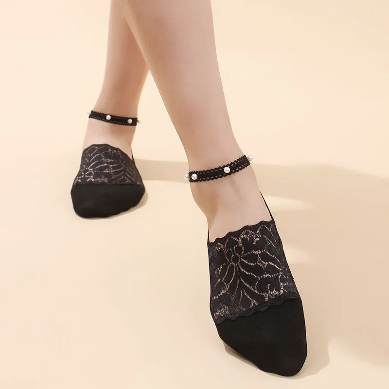 Pearl Lace Anti-slip Comfy Invisible Socks