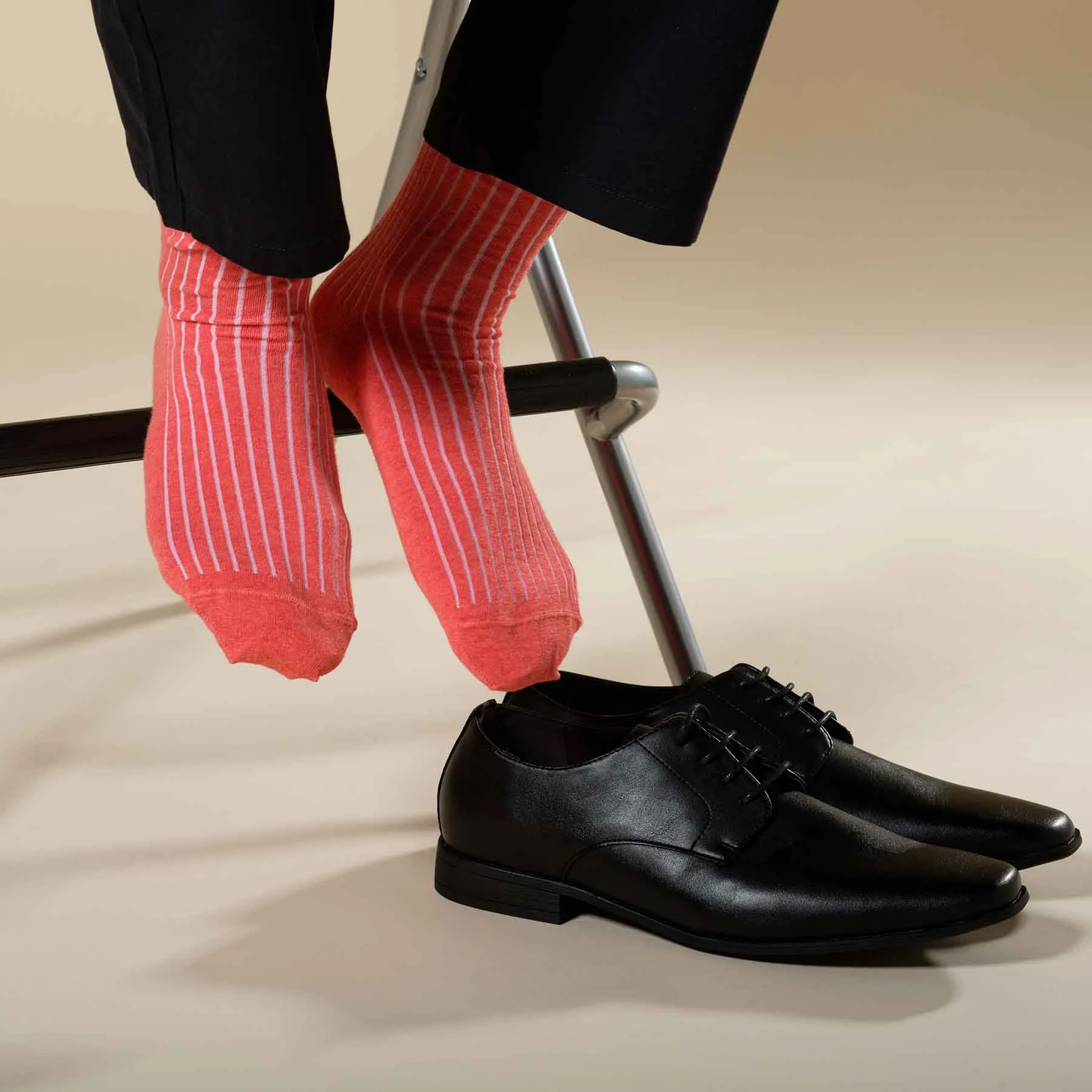 Recycled Ribbed Men's Socks - Coral