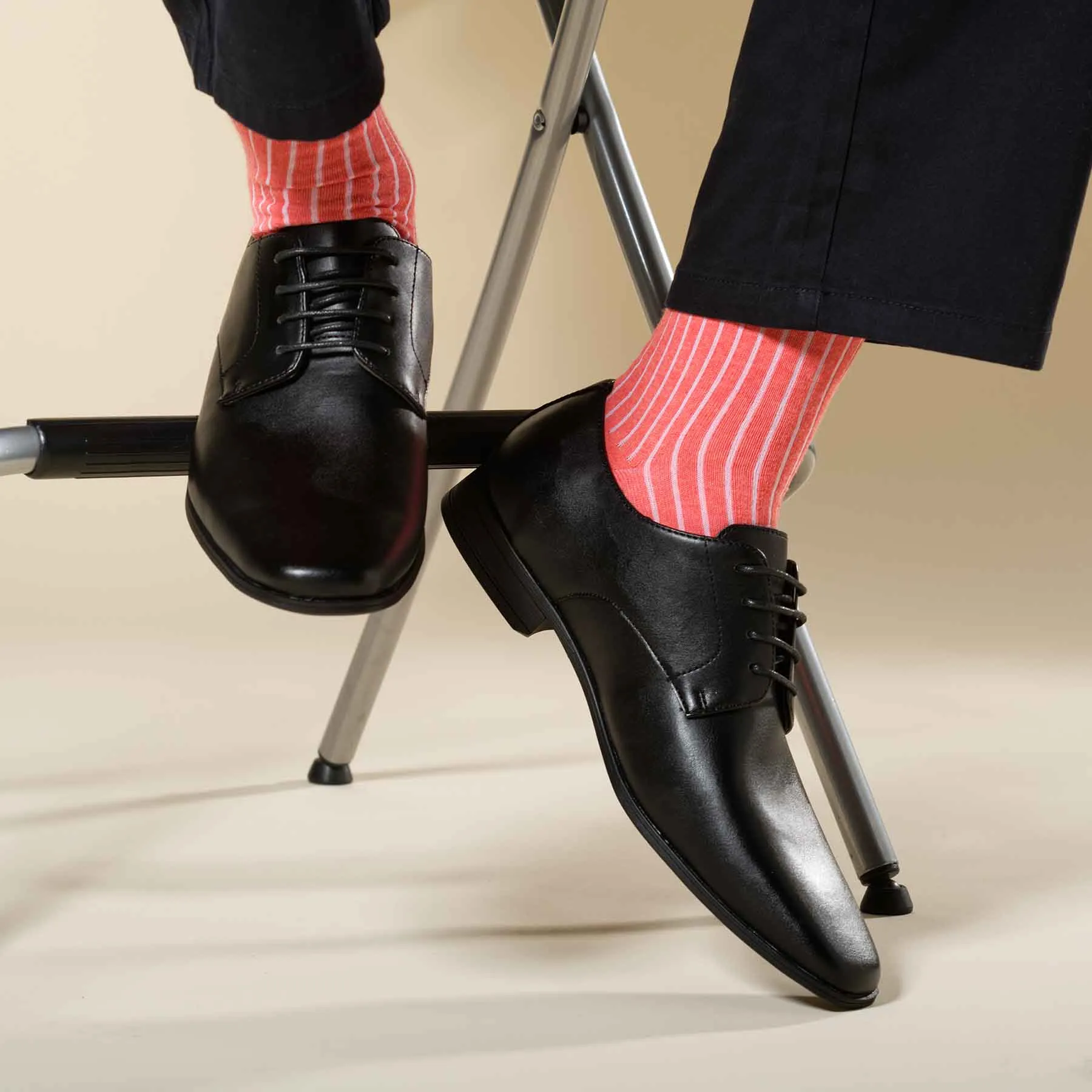 Recycled Ribbed Men's Socks - Coral