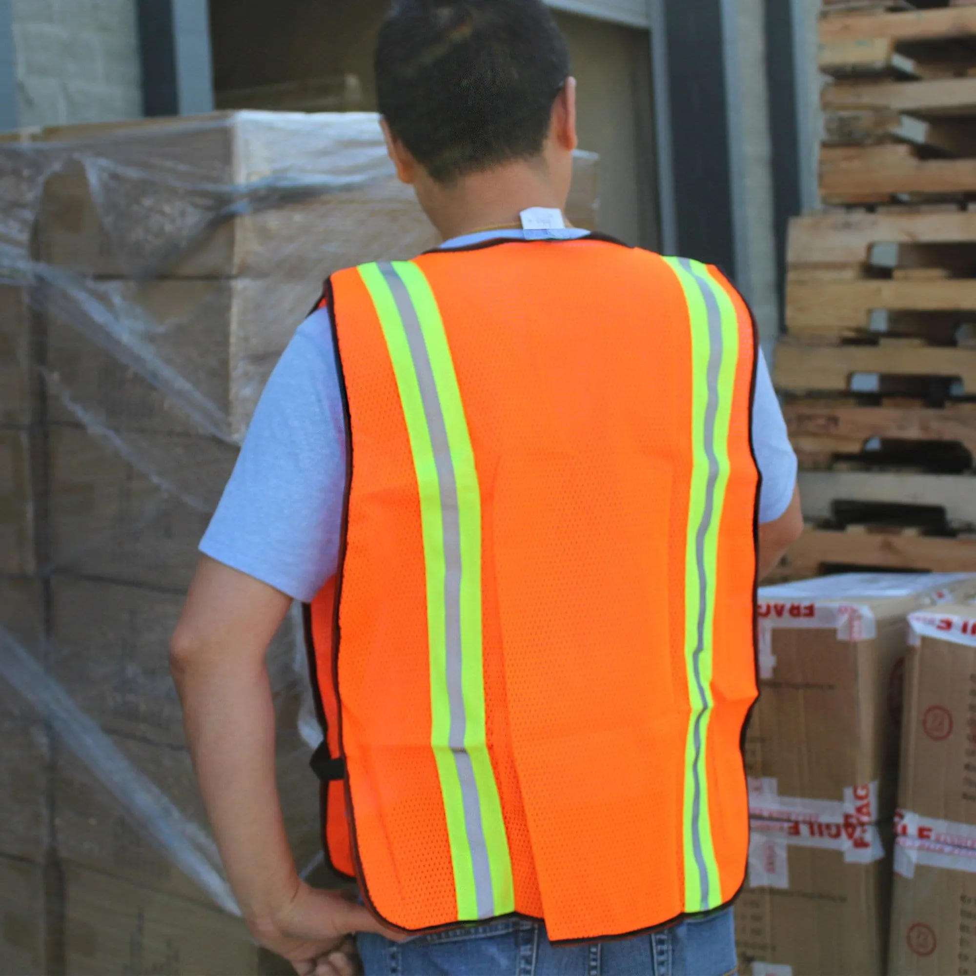 Safety Vest with Reflective Yellow Stripe