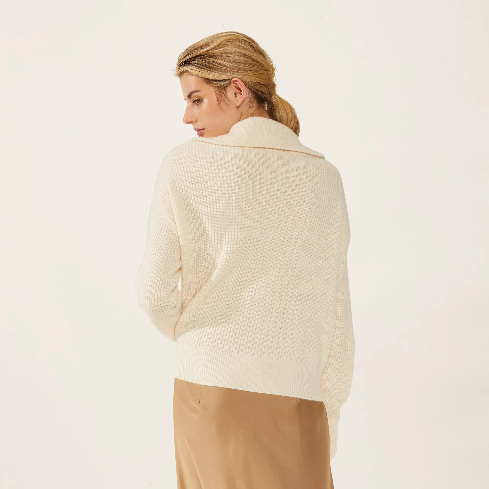 Sophia Chunky Cashmere Quarter Zip Pullover