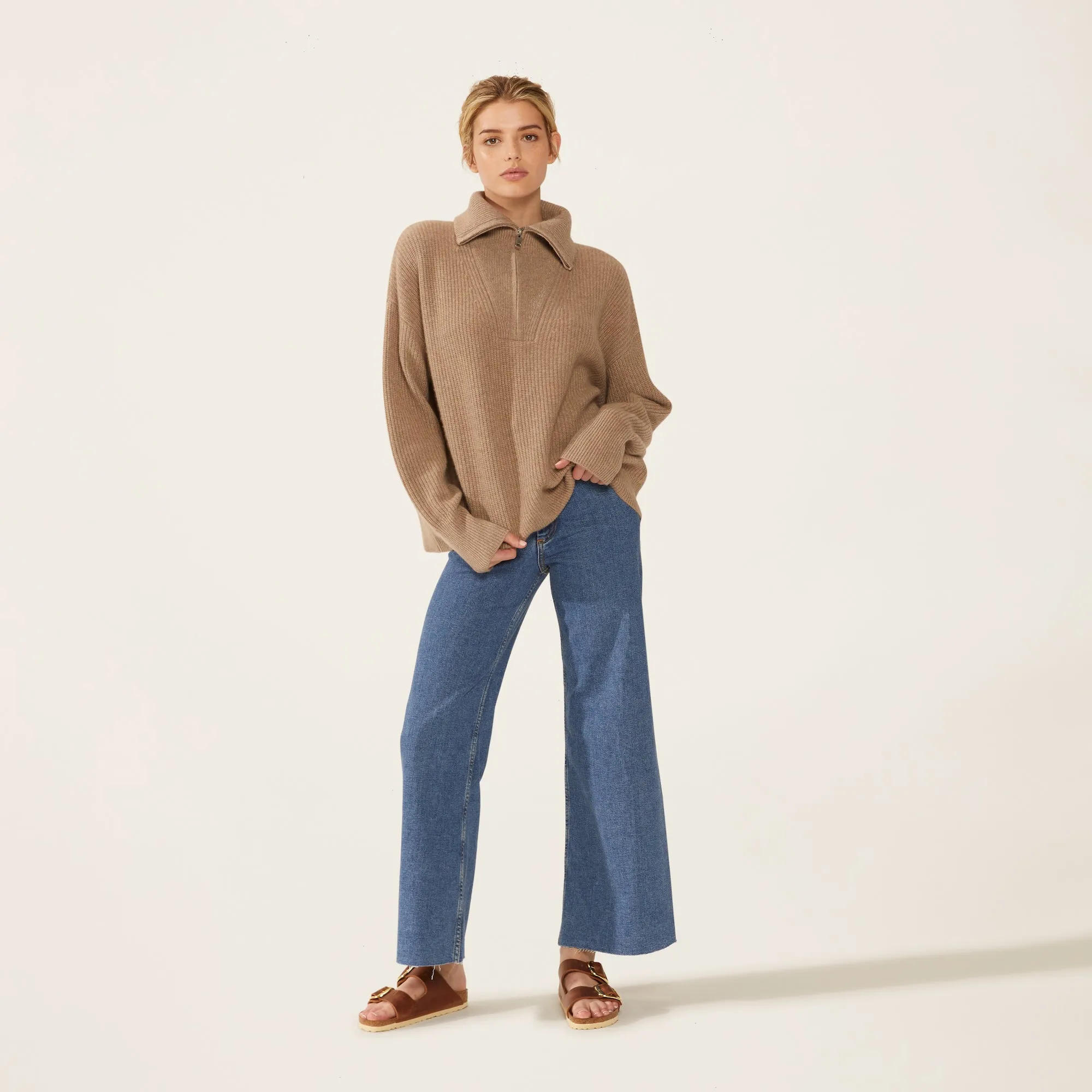 Sophia Chunky Cashmere Quarter Zip Pullover