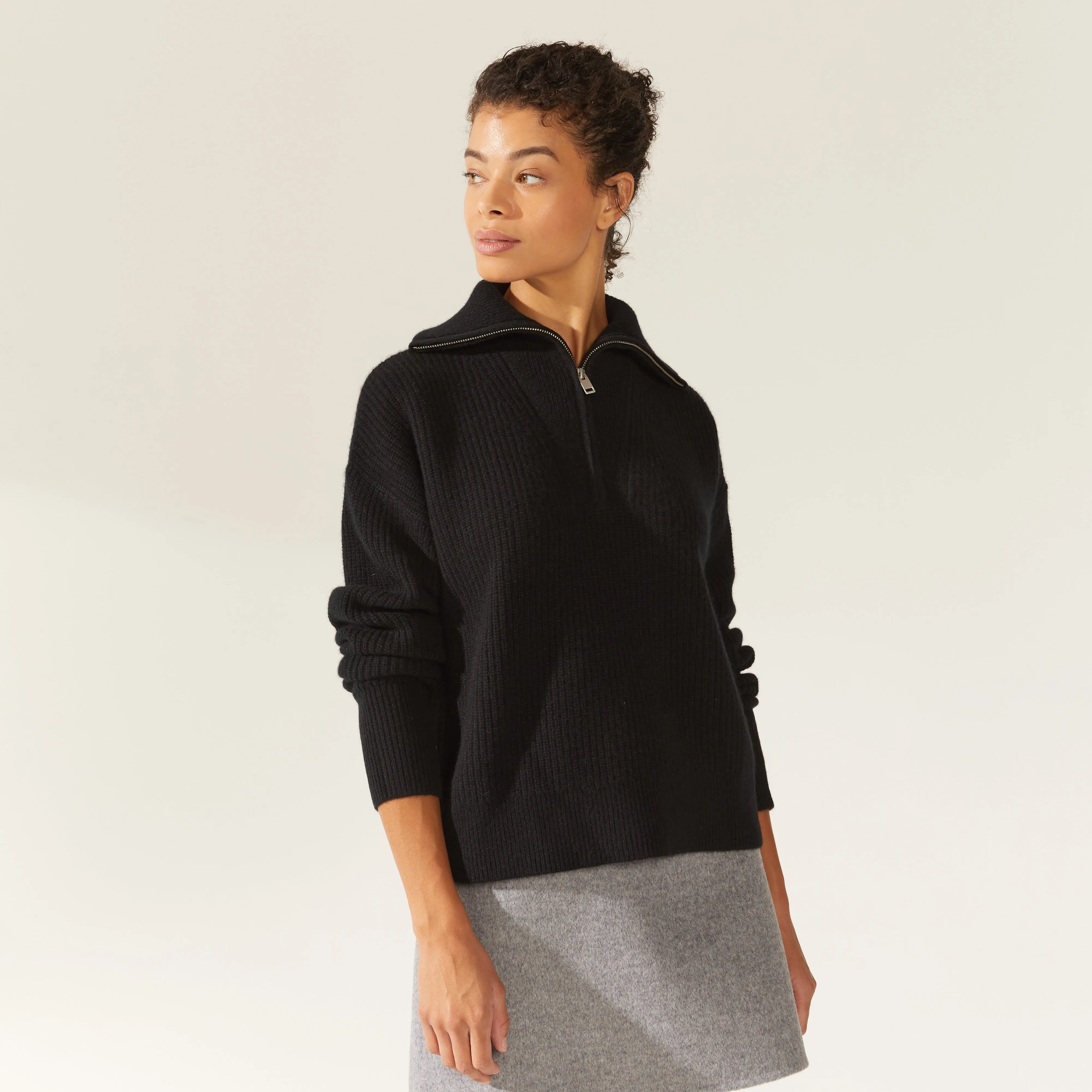 Sophia Chunky Cashmere Quarter Zip Pullover